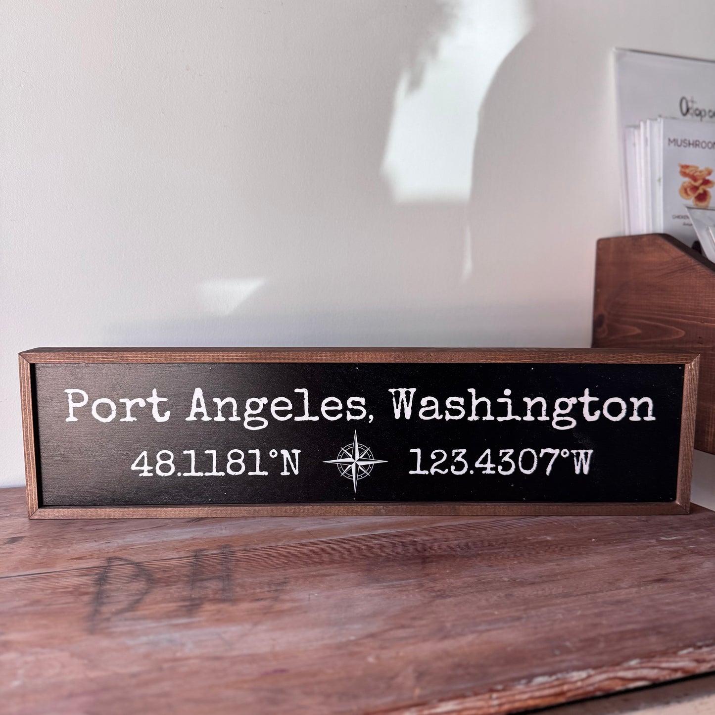 Port Angeles Coordinates Sign