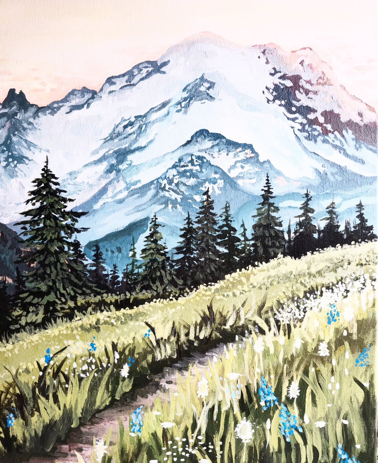 Sleepy Paradise Morning on Mount Rainier Print