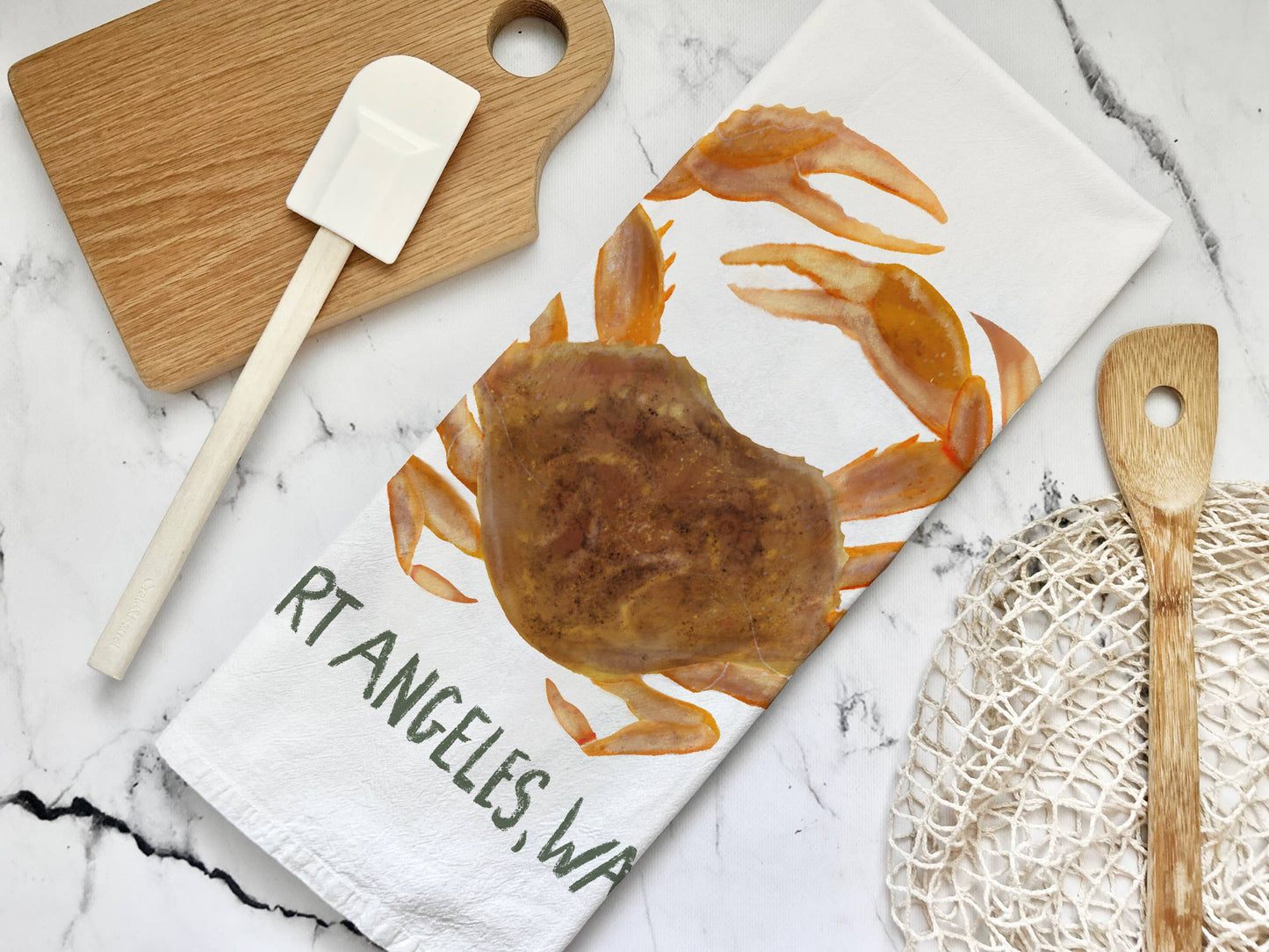 Dungeness Crab Port Angeles Tea Towel