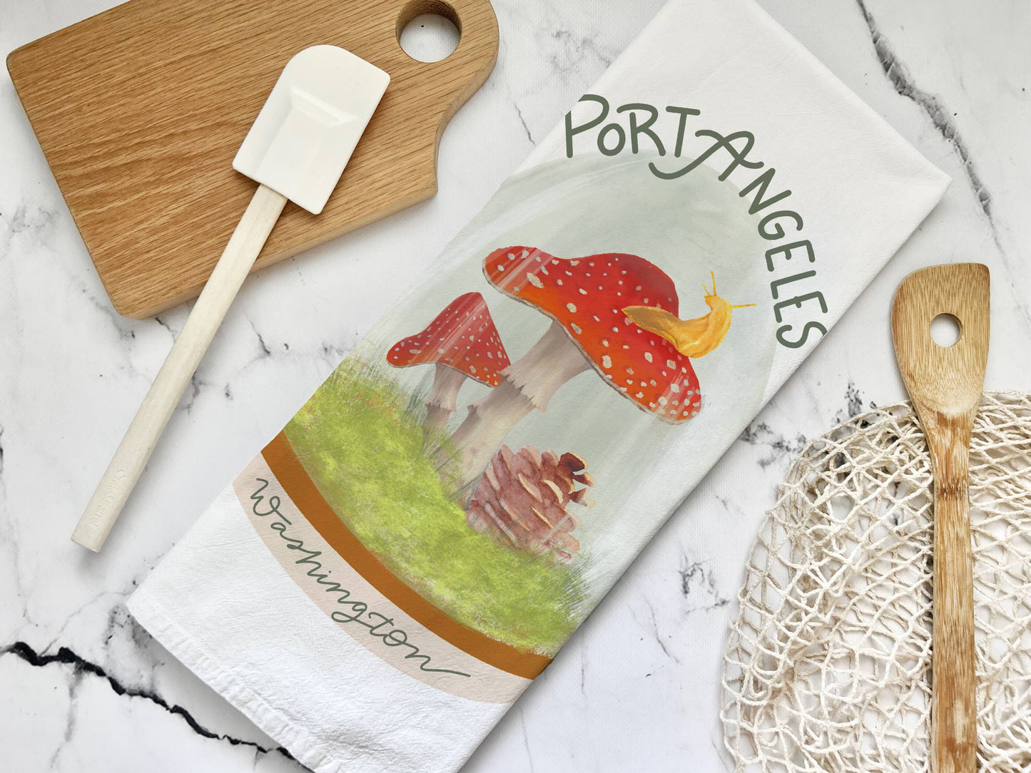 Mushroom Cloche Port Angeles Tea Towel