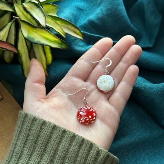 Amanita Muscaria Mushroom Cap Earrings