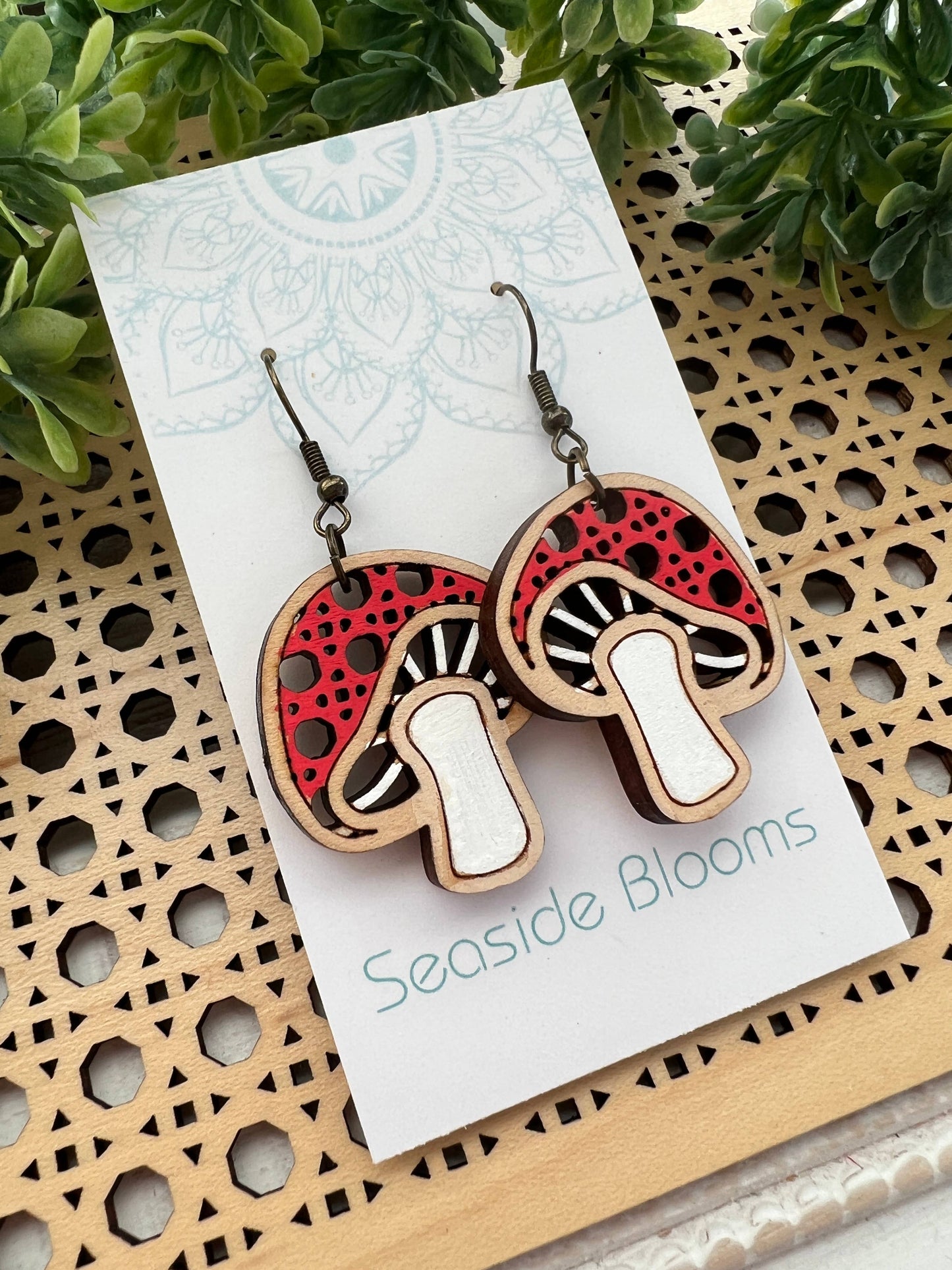 Mushroom Wood Earrings