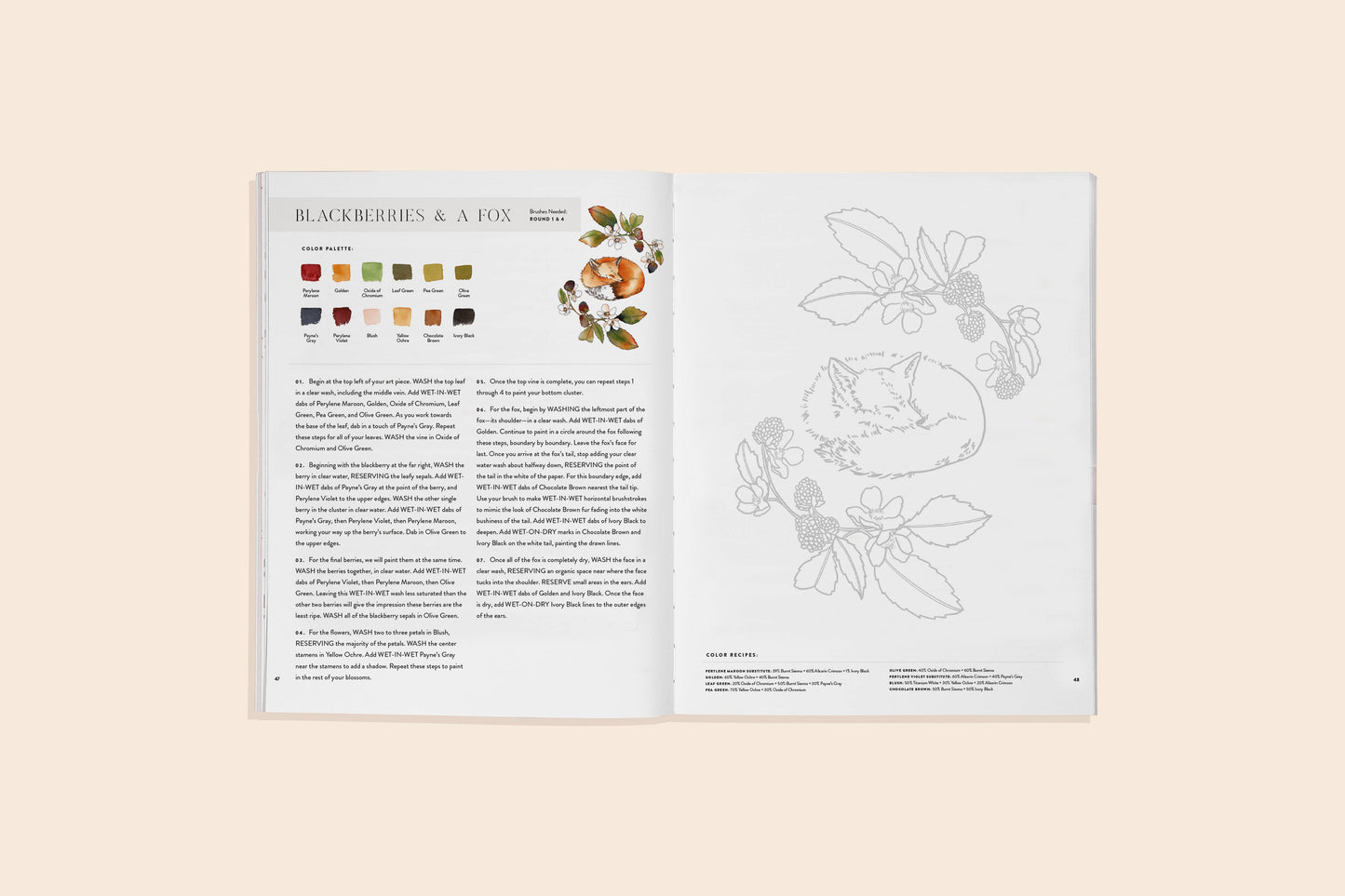 Watercolor Workbook: Flowers, Feathers & Animal Friends