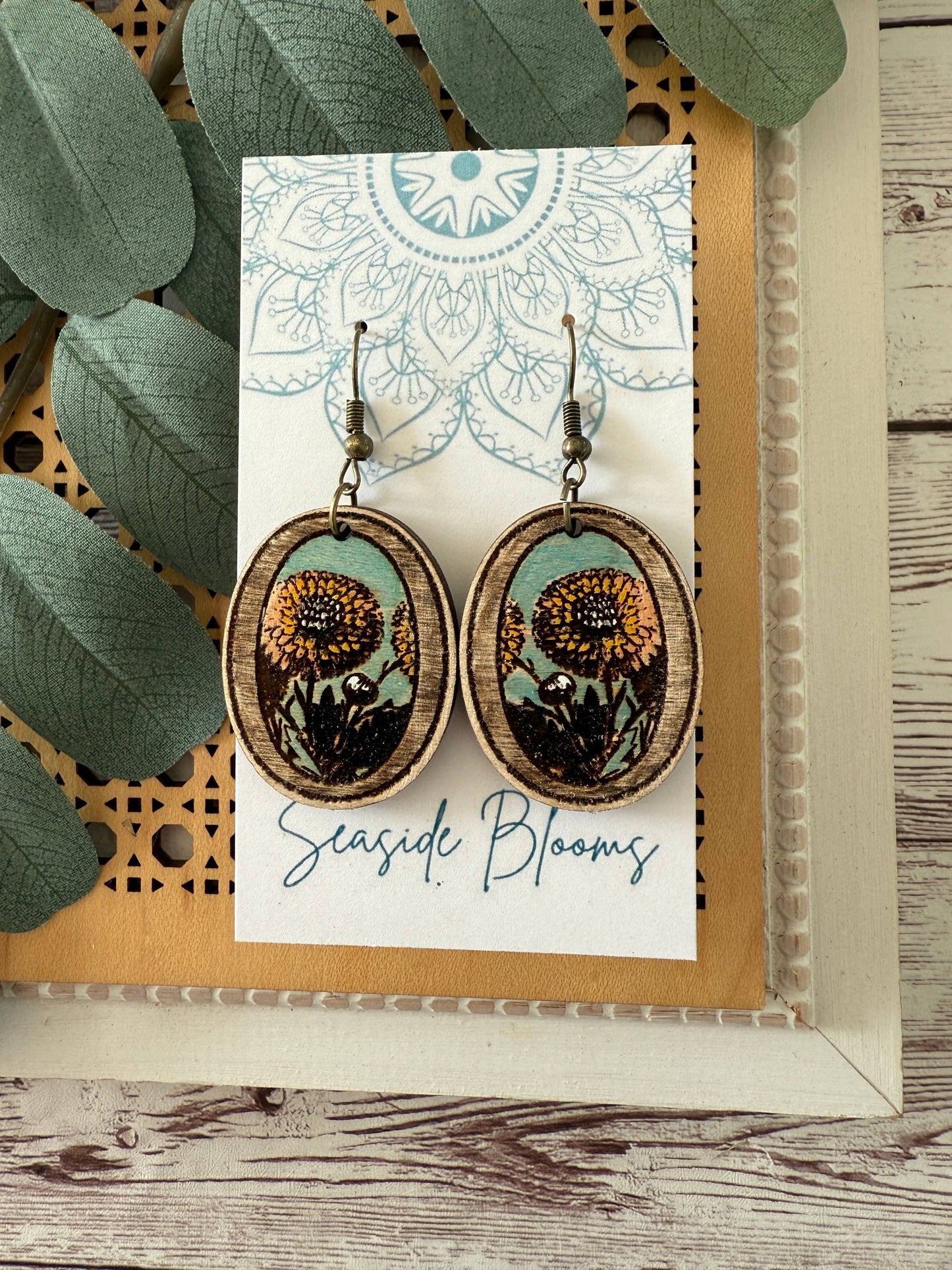 Boho cute hand painted lightweight maple wood