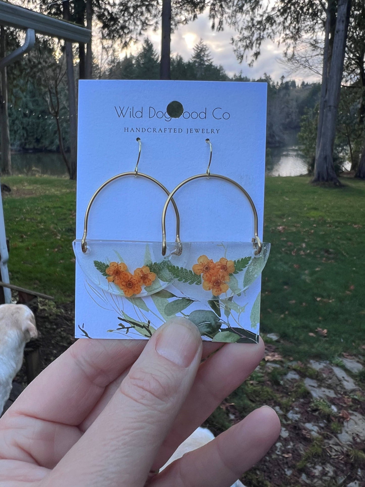 Arched Brass with Pressed Flowers