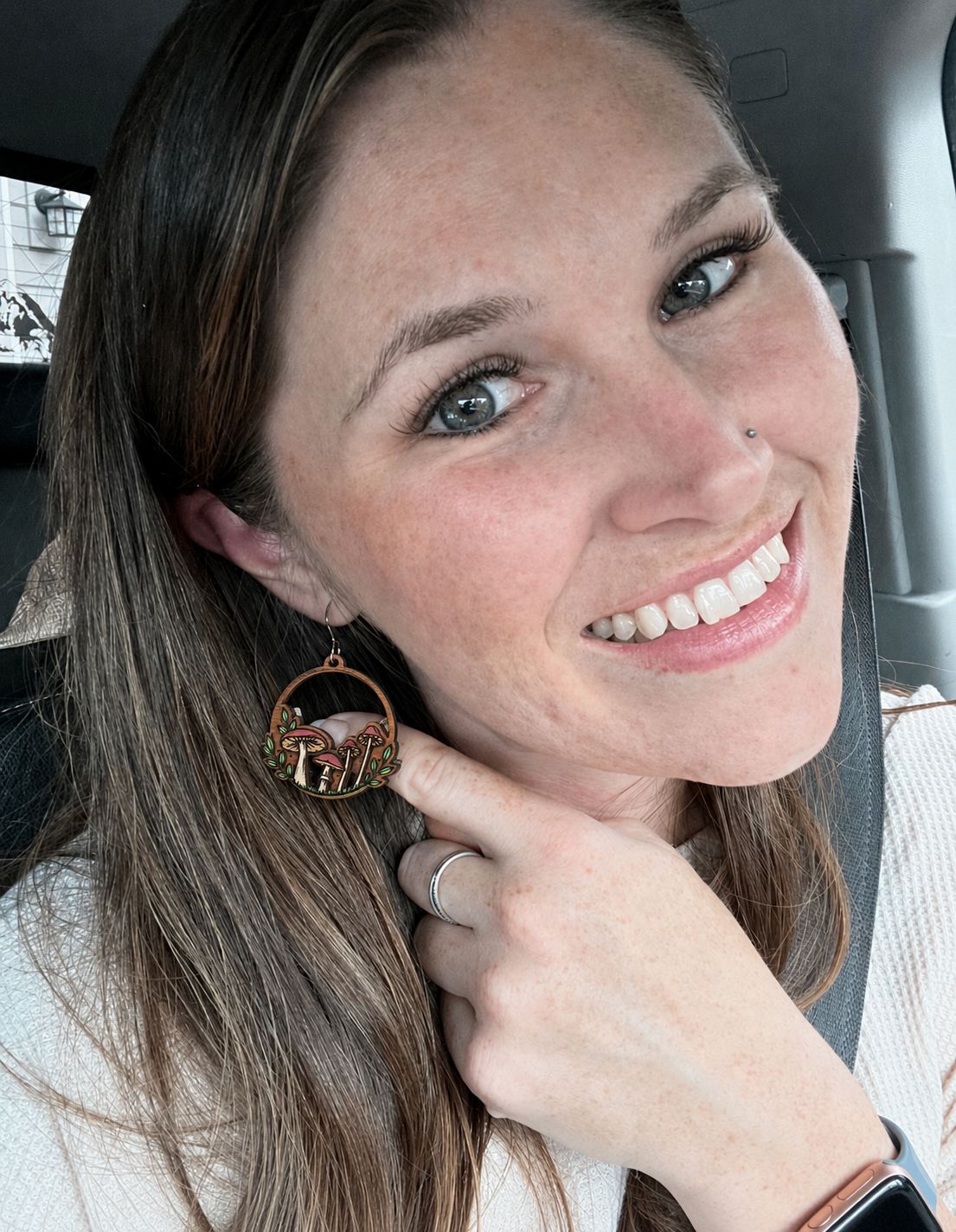 Mushroom Wood Earrings
