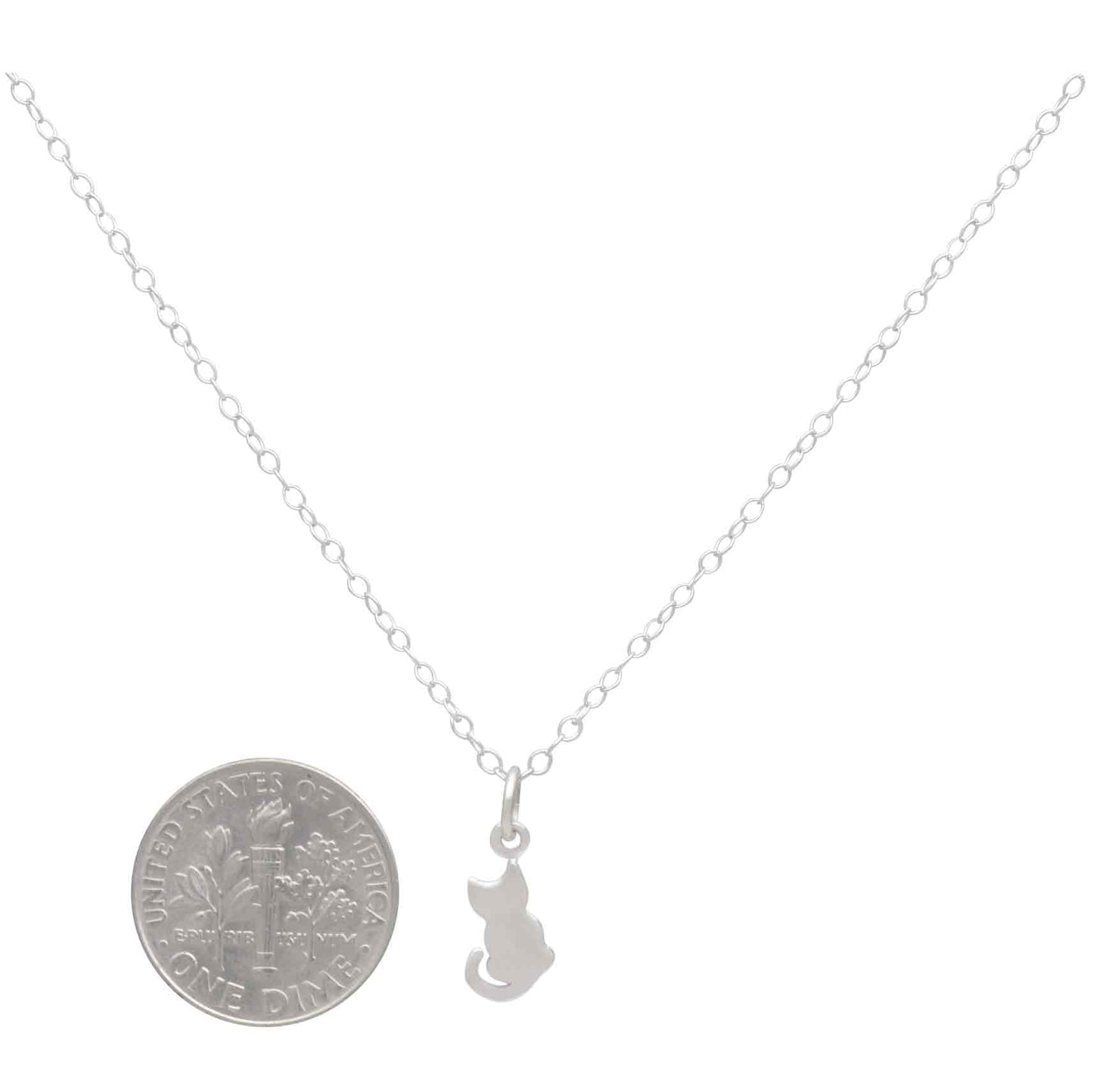 Sterling Silver Tiny Cat Charm Necklace