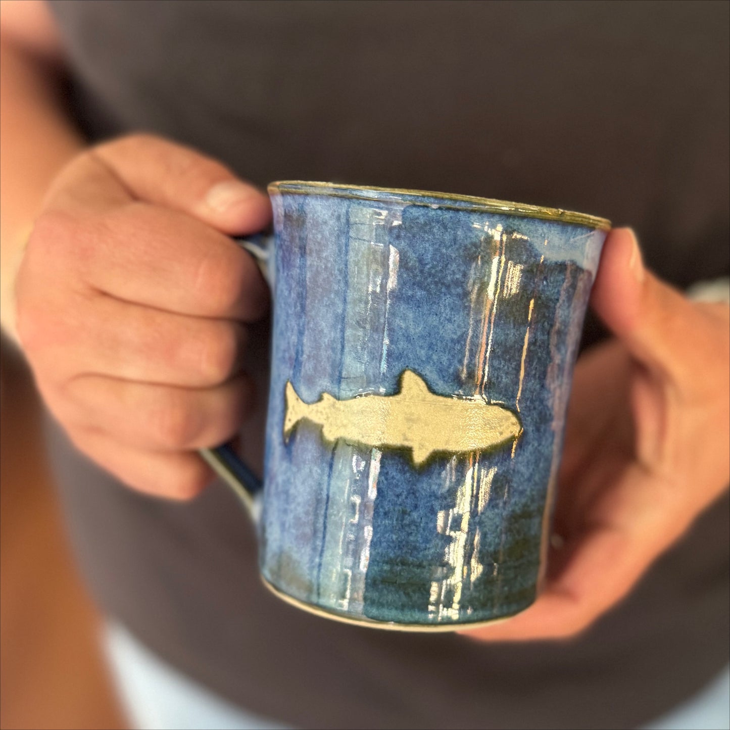 Blue Fish Pottery Mug