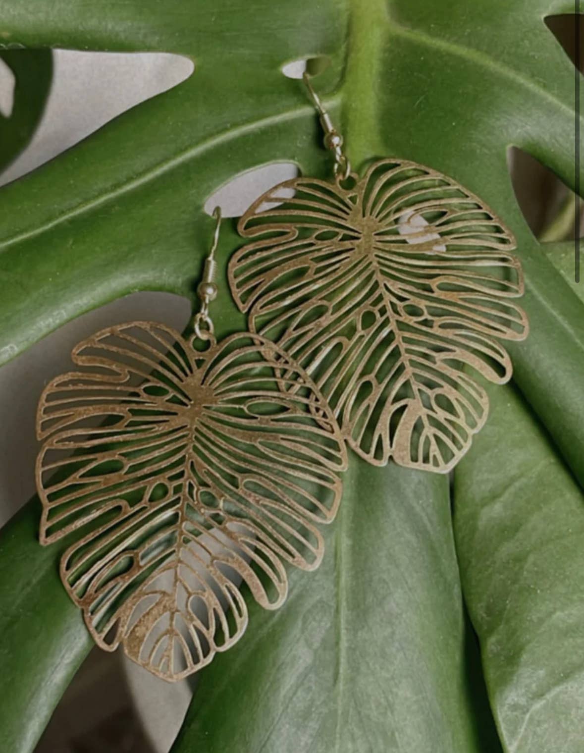 Large Monstera Earrings