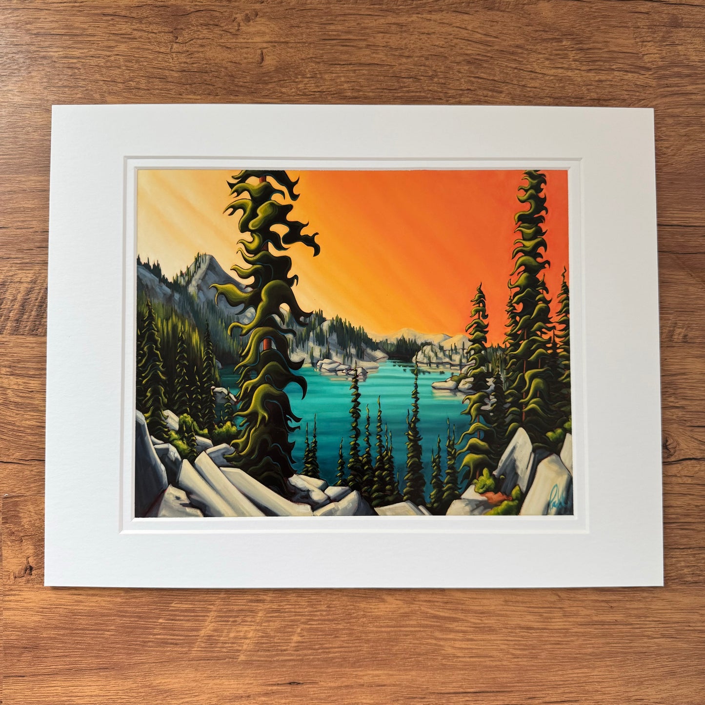 Setting Sun Over an Alpine Lake Print