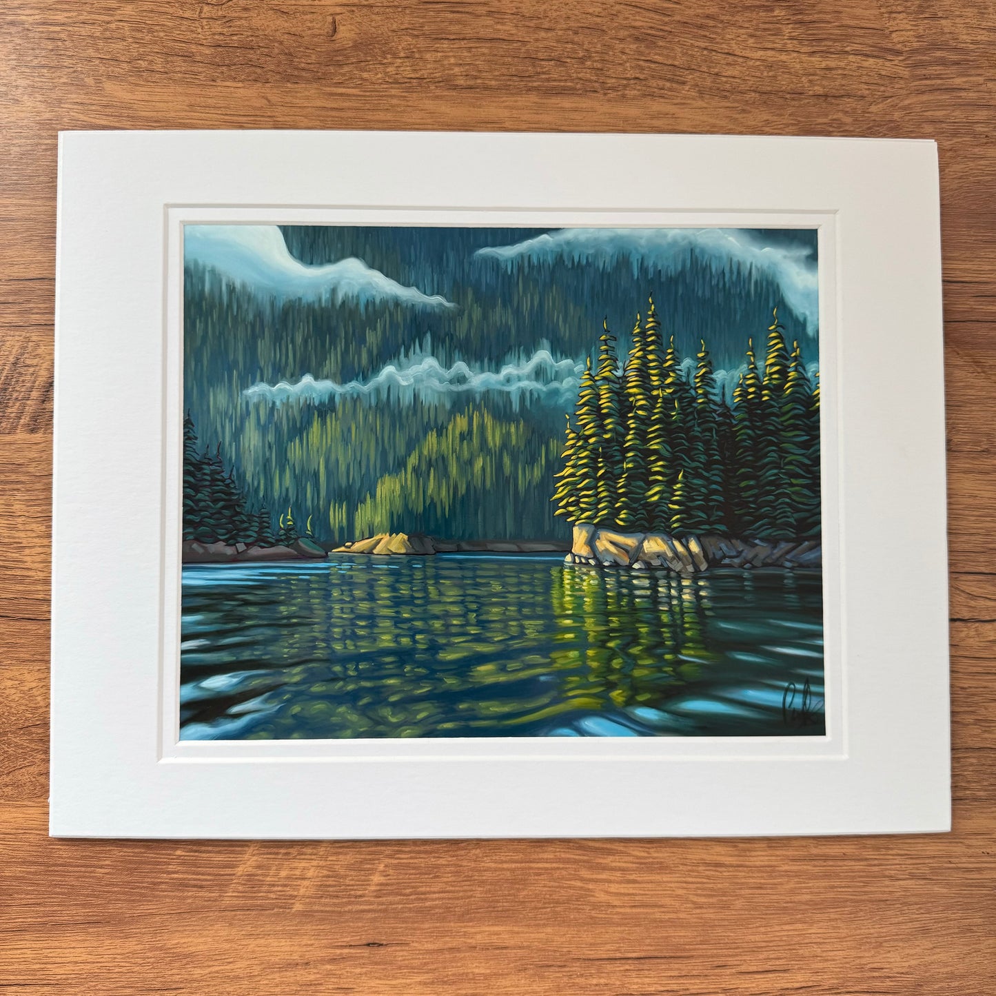 Morning Mist Drifting Through the Trees Print