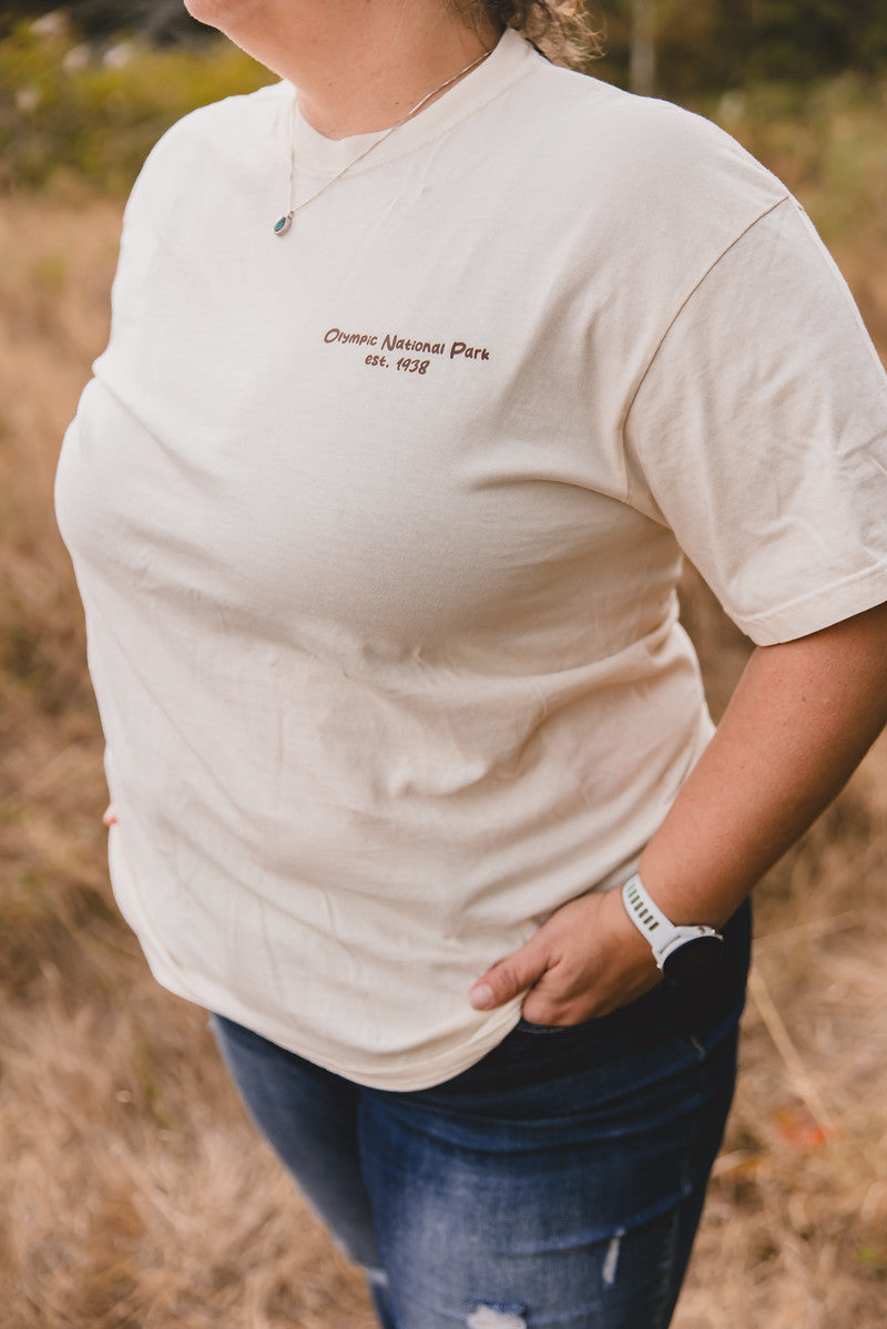 Olympic National Park Icons T-shirt Cream