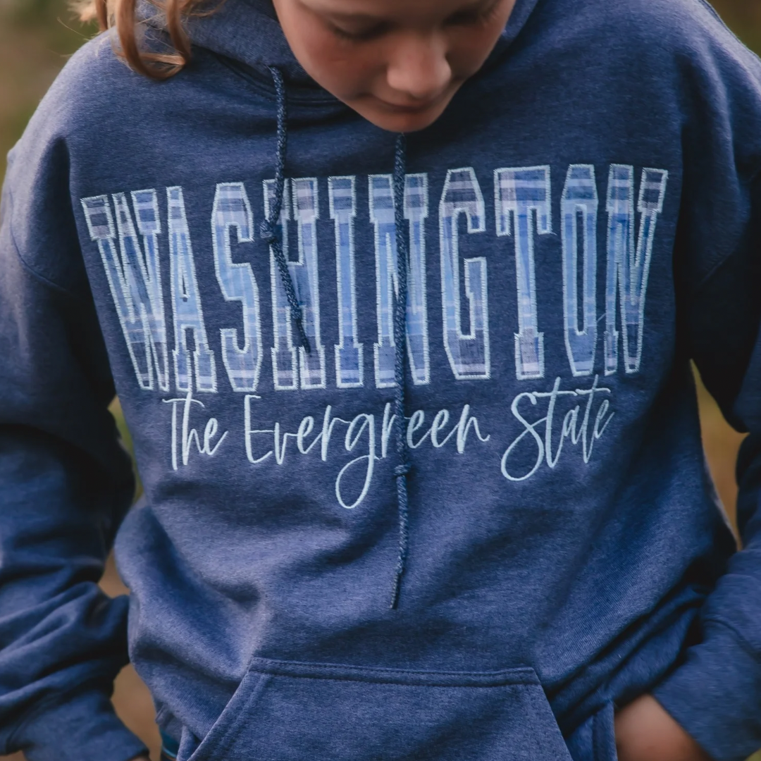 Washington Embroidered Hoodie Heathered Blue