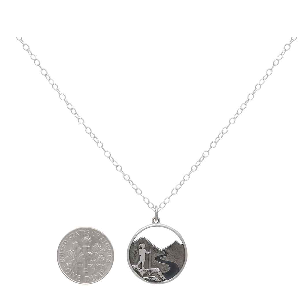 Sterling Silver Hiking Girl Necklace
