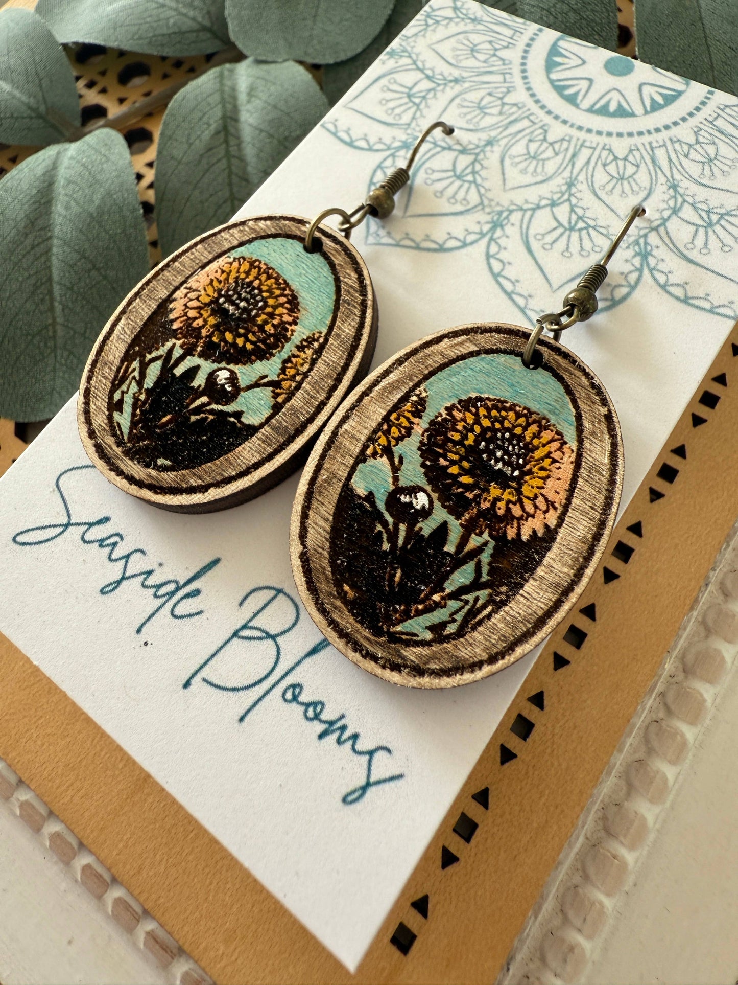 Boho cute hand painted lightweight maple wood