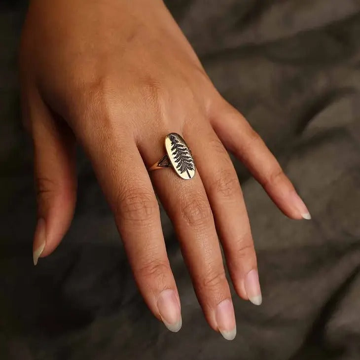 Bronze Etched Pine Tree Ring