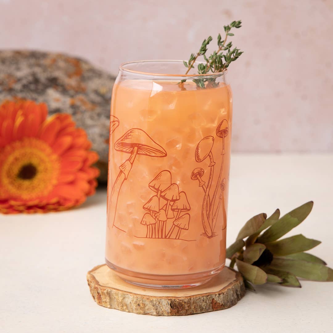 Mushroom Beer Can Glass | Glass Cup | Iced Coffee Cup