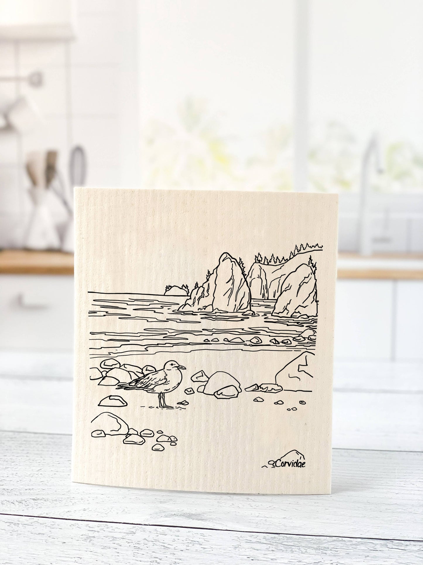Seagull Beach Swedish Dishcloth