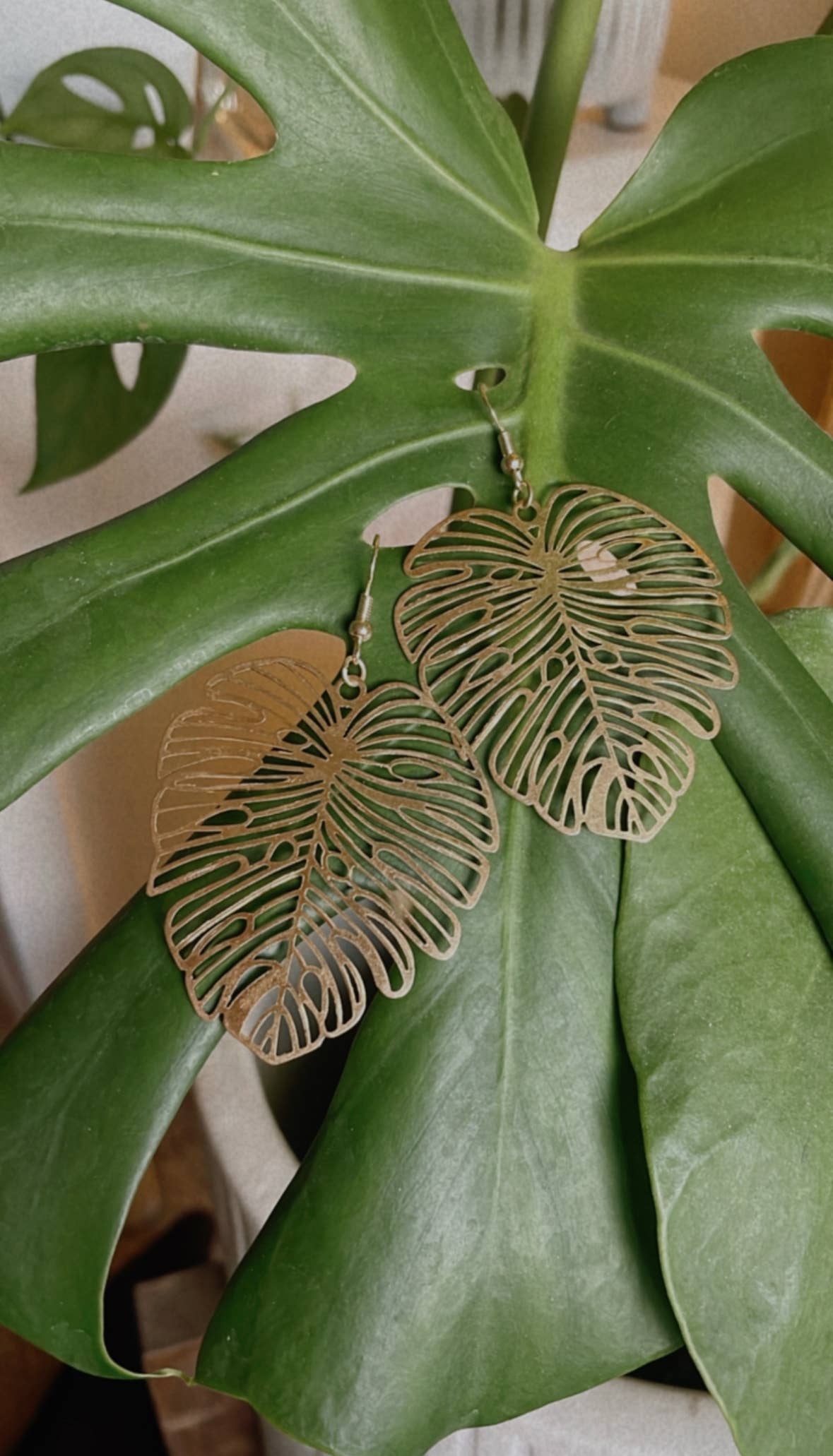 Large Monstera Earrings
