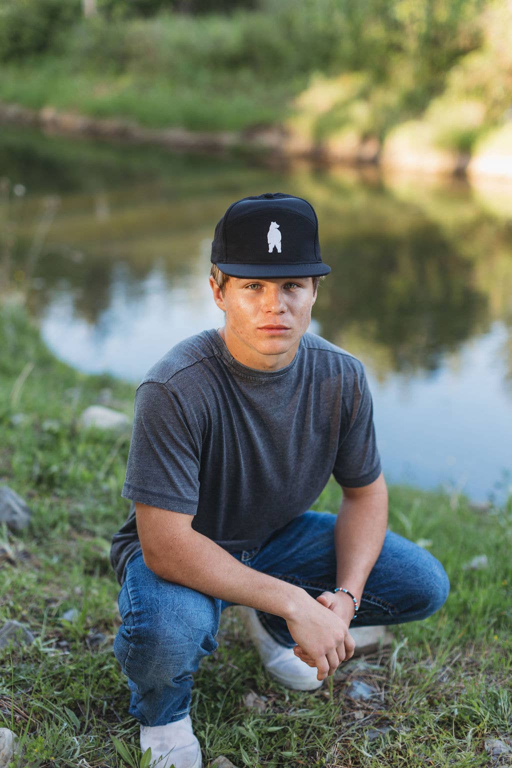 Hey Bear! Poly Camp Hat- Black