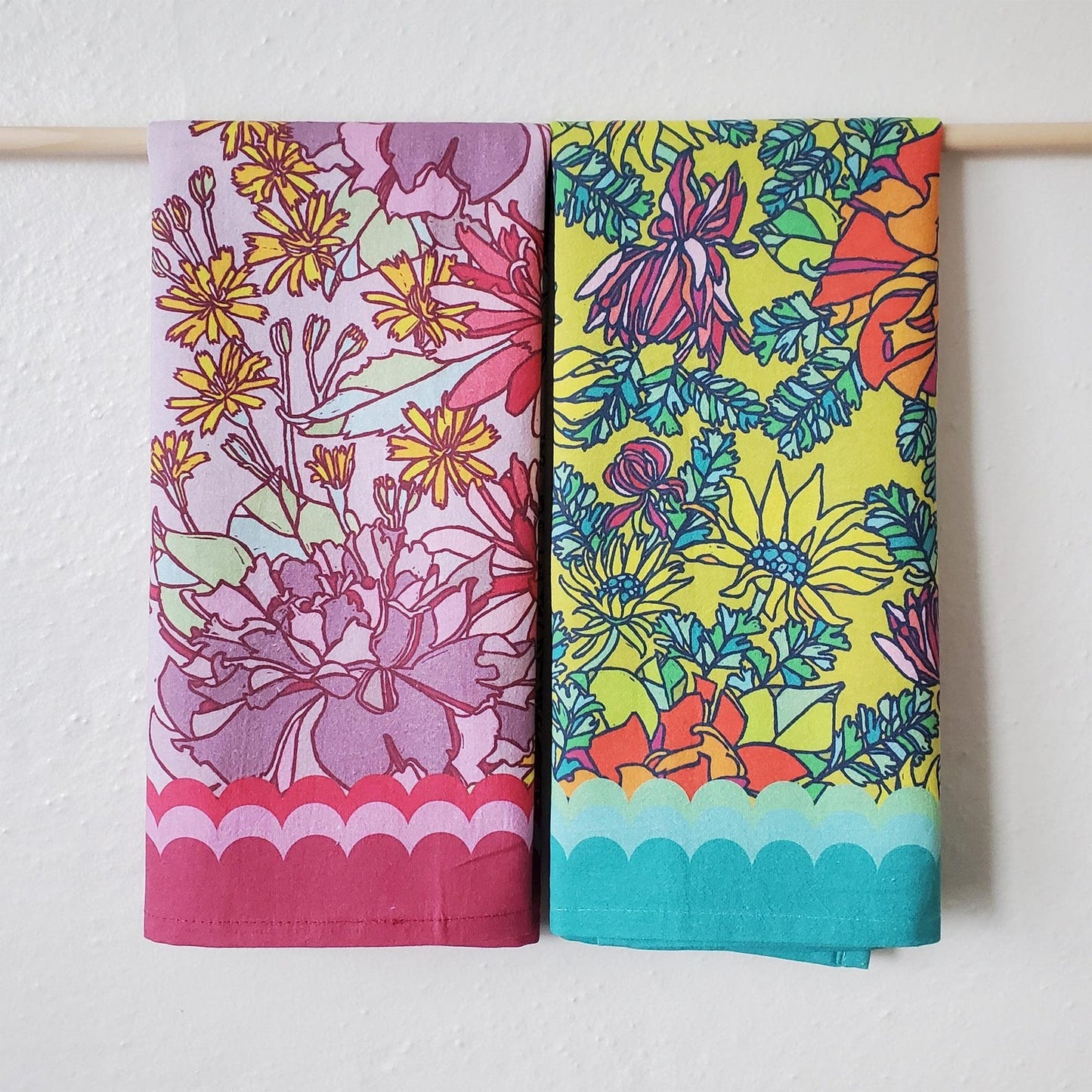 Purple Rose Cotton Tea Towel