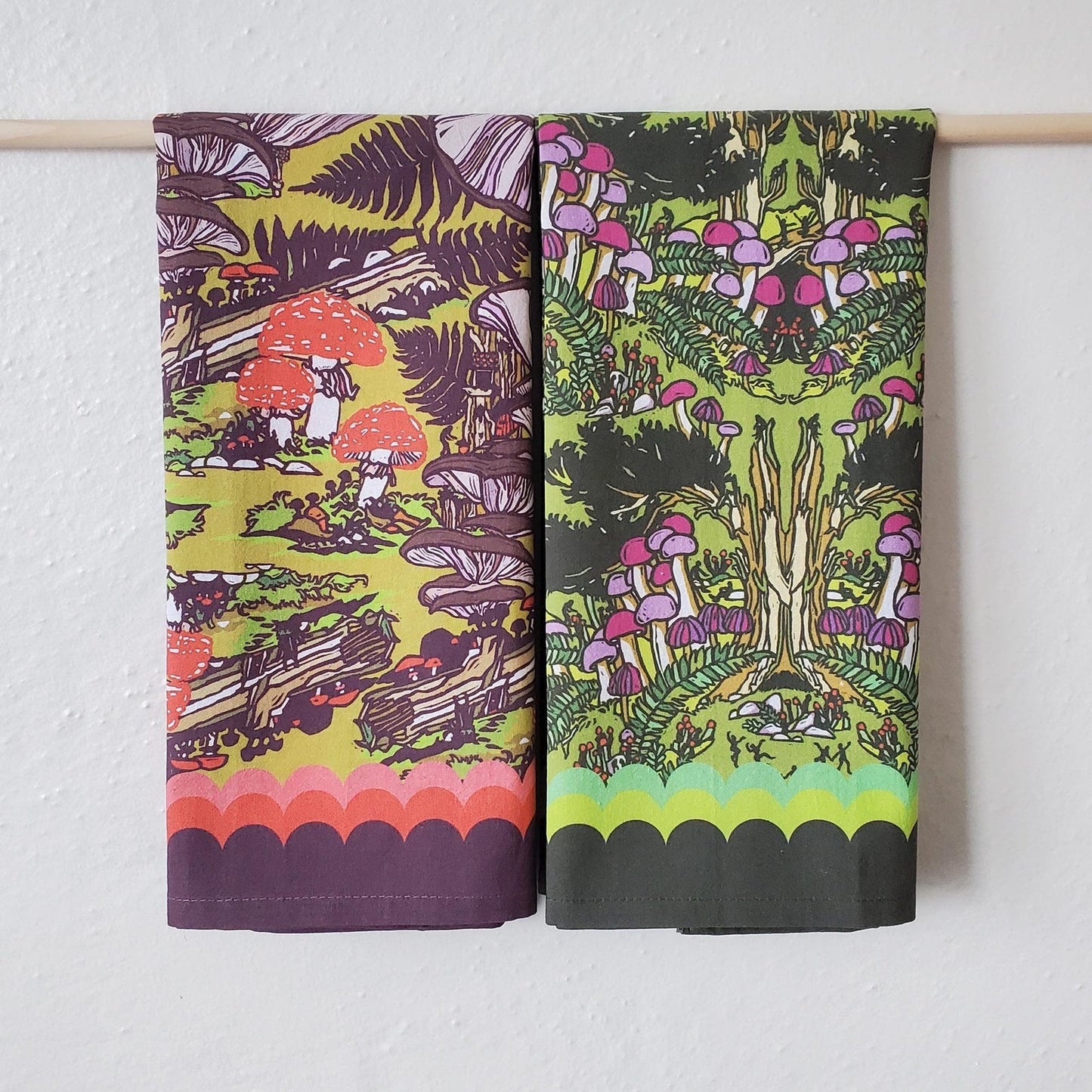 Purple Mushroom Cotton Tea Towel