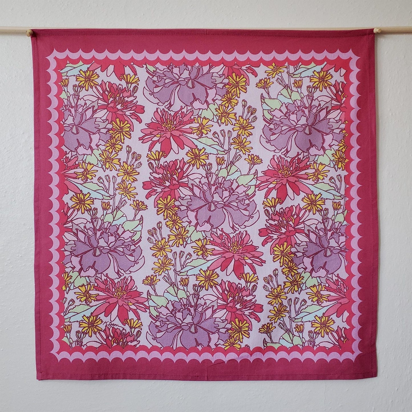 Purple Rose Cotton Tea Towel
