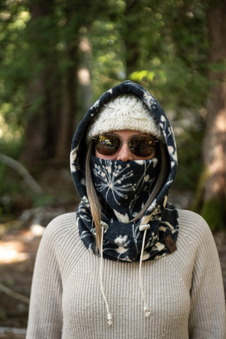 Midnight Botanical Fleece Hood