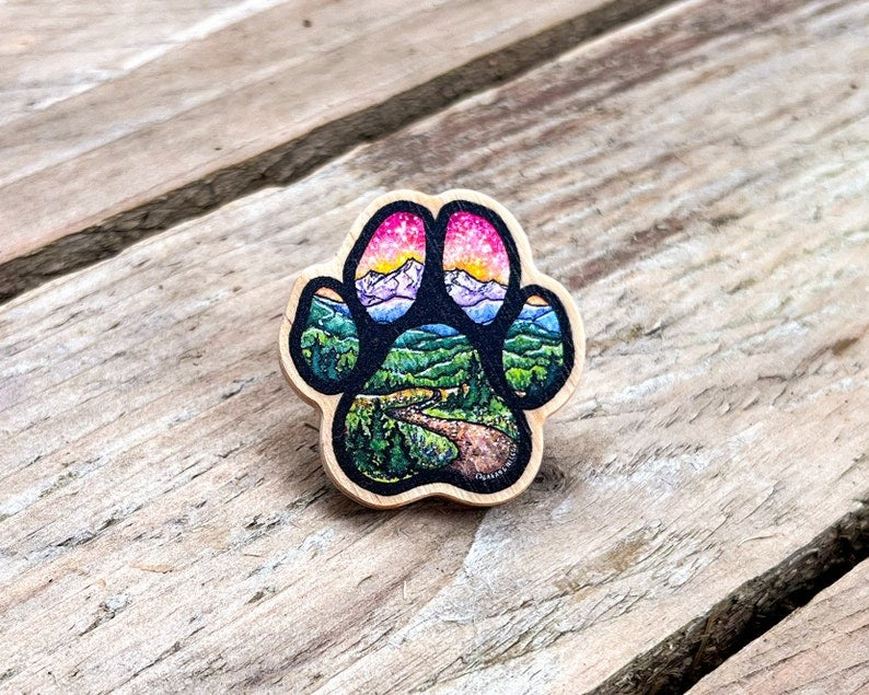 Adventure Paw Wood Pin