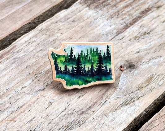 WA Evergreens Wood Pin