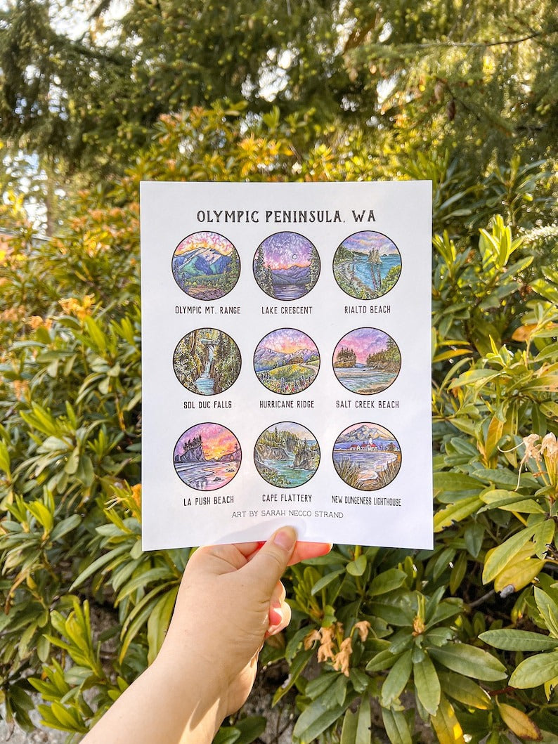 Olympic Peninsula Landmarks Print 8x10