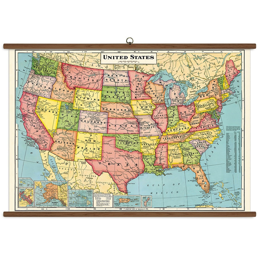 United States Map Vintage School Chart
