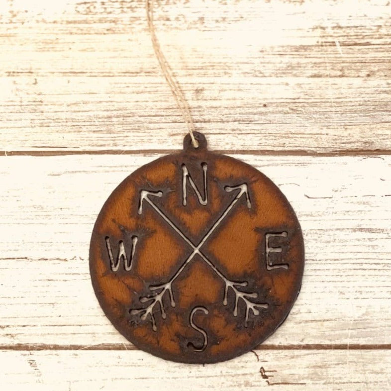 Compass Ornament Rustic Metal