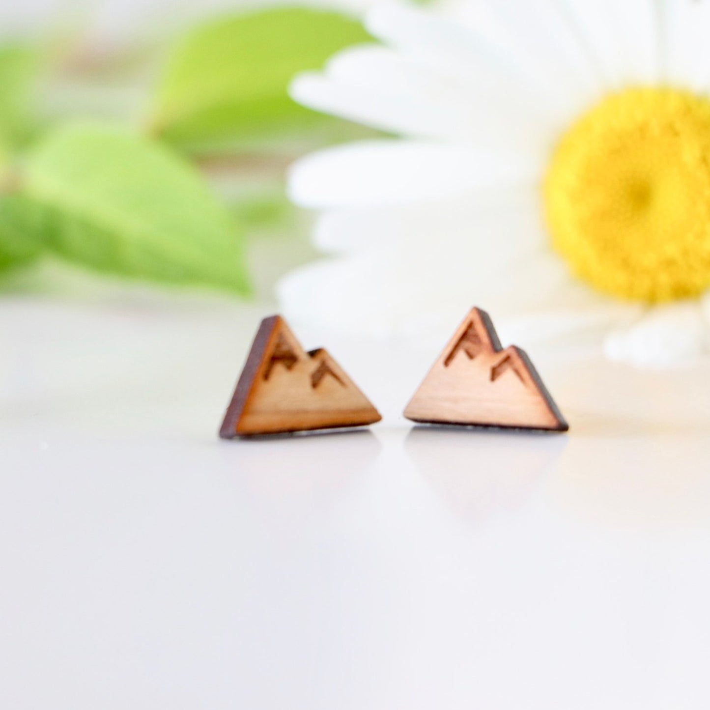 Mountain Wooden Stud Earrings