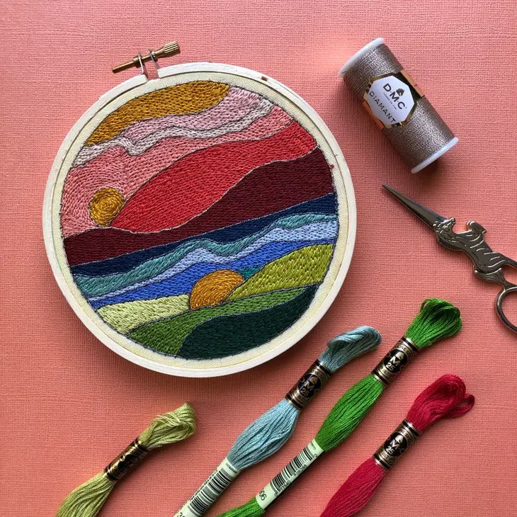 Stained Glass Landscape Embroidery Kit