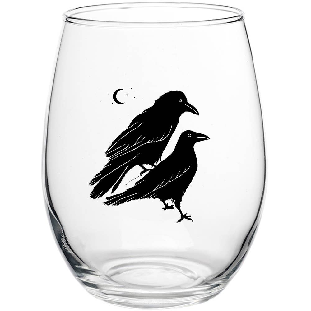 Celestial Ravens Stemless Wine Glass