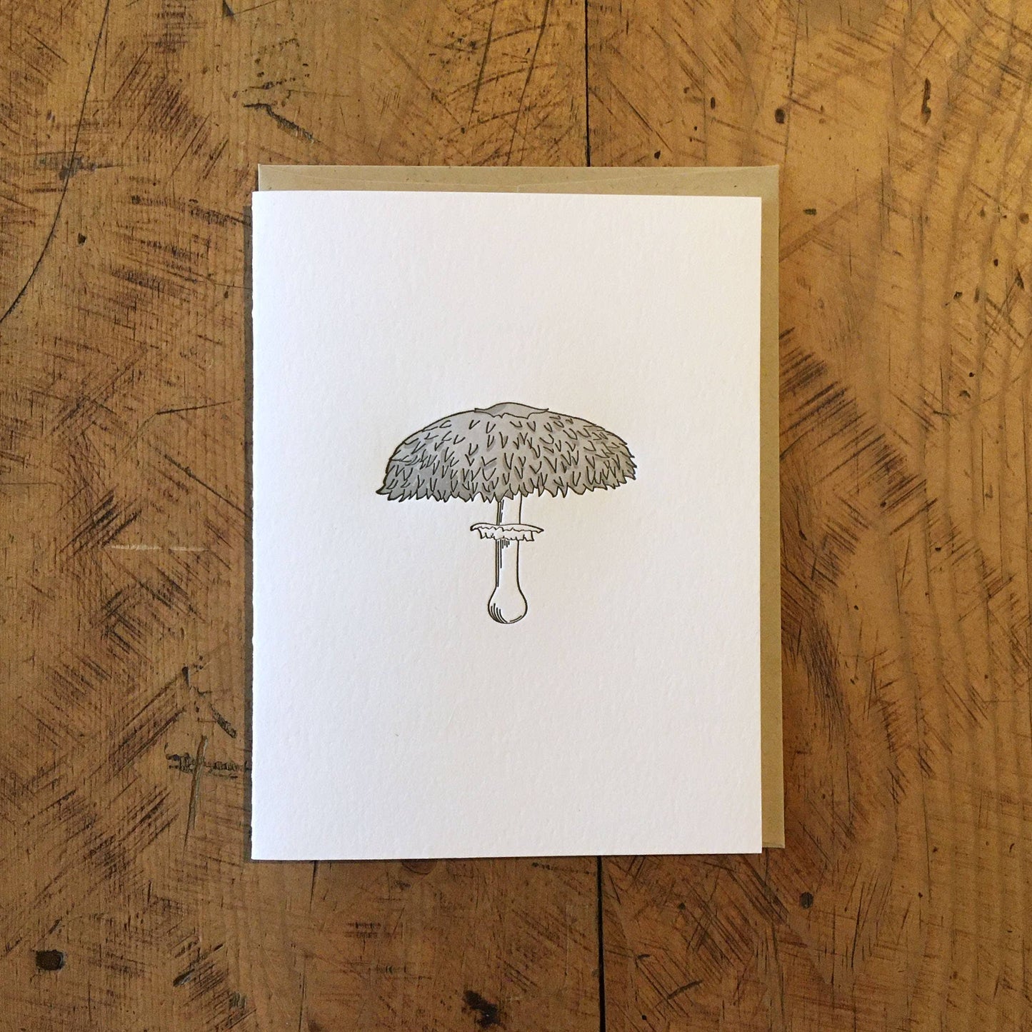 Shaggy Parasol Mushroom Letterpress Card