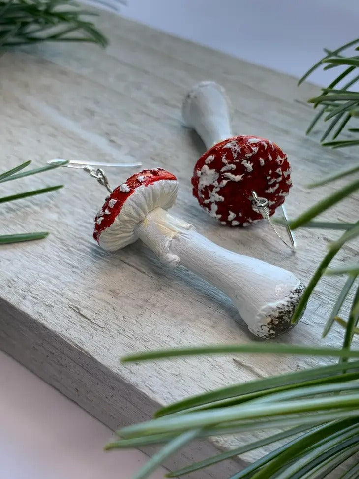Amanita Muscaria Mushroom Earrings