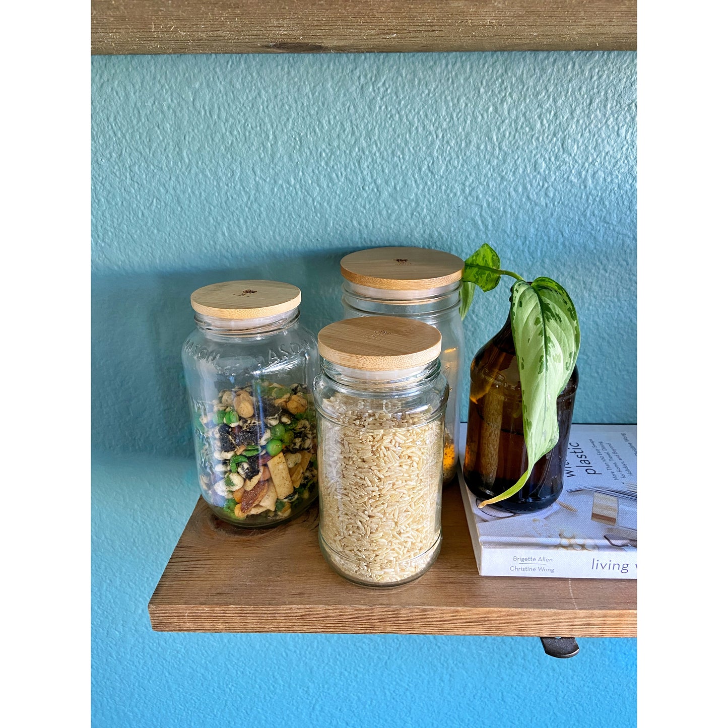 Wide Mouth Solid Bamboo Mason Jar Lid