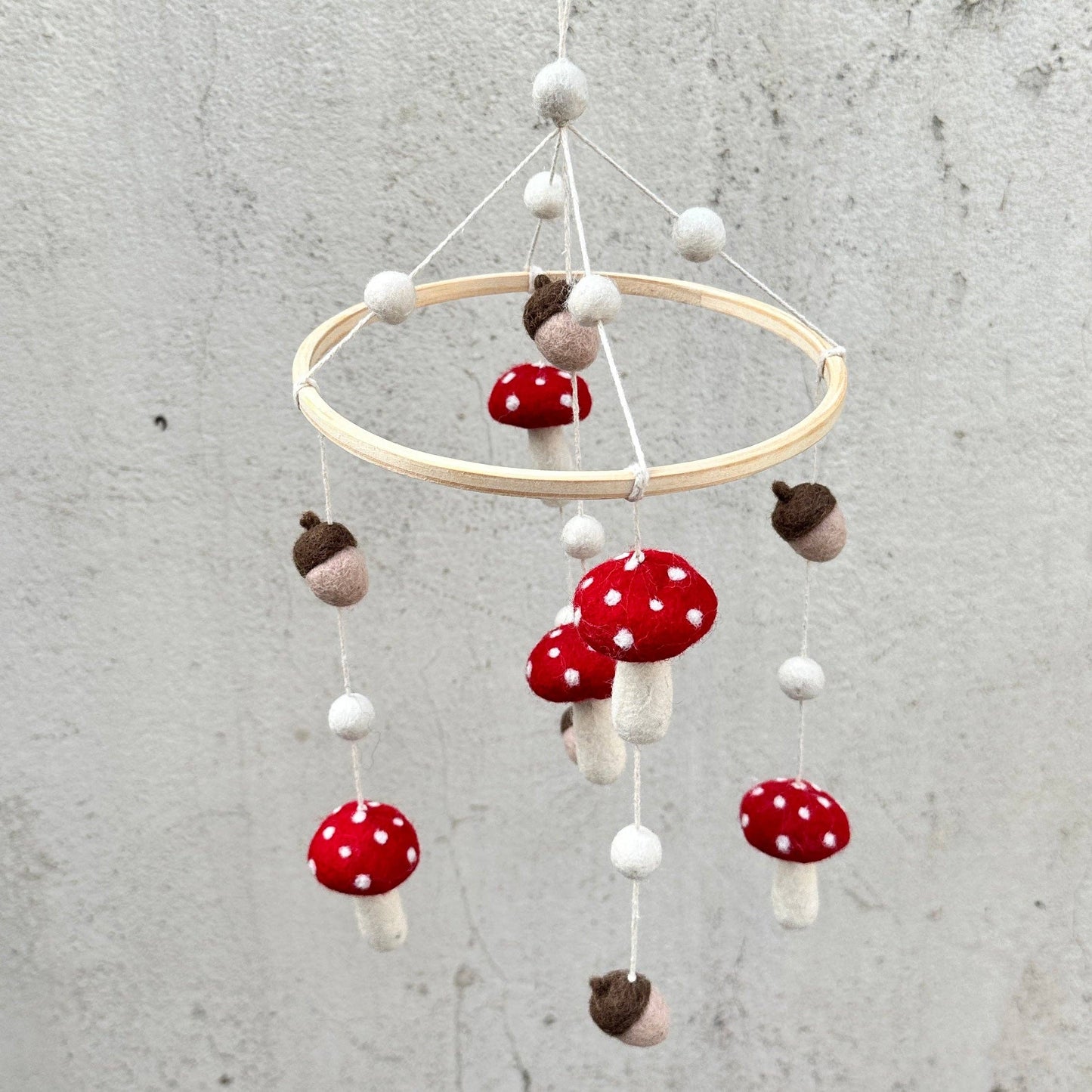 Mushroom and Acorn Baby Mobile -