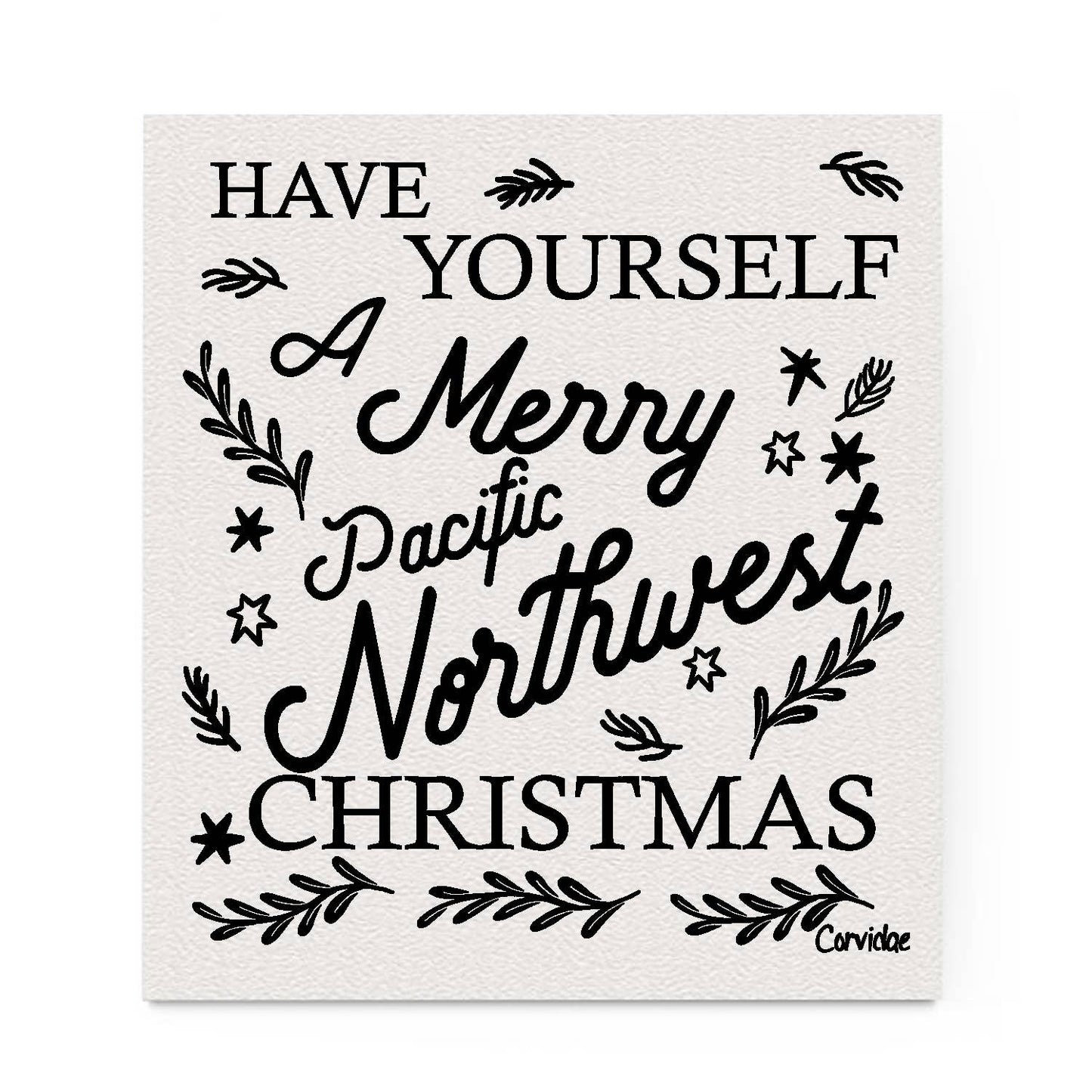 Merry PACIFIC NORTHWEST Christmas Swedish Dishcloth