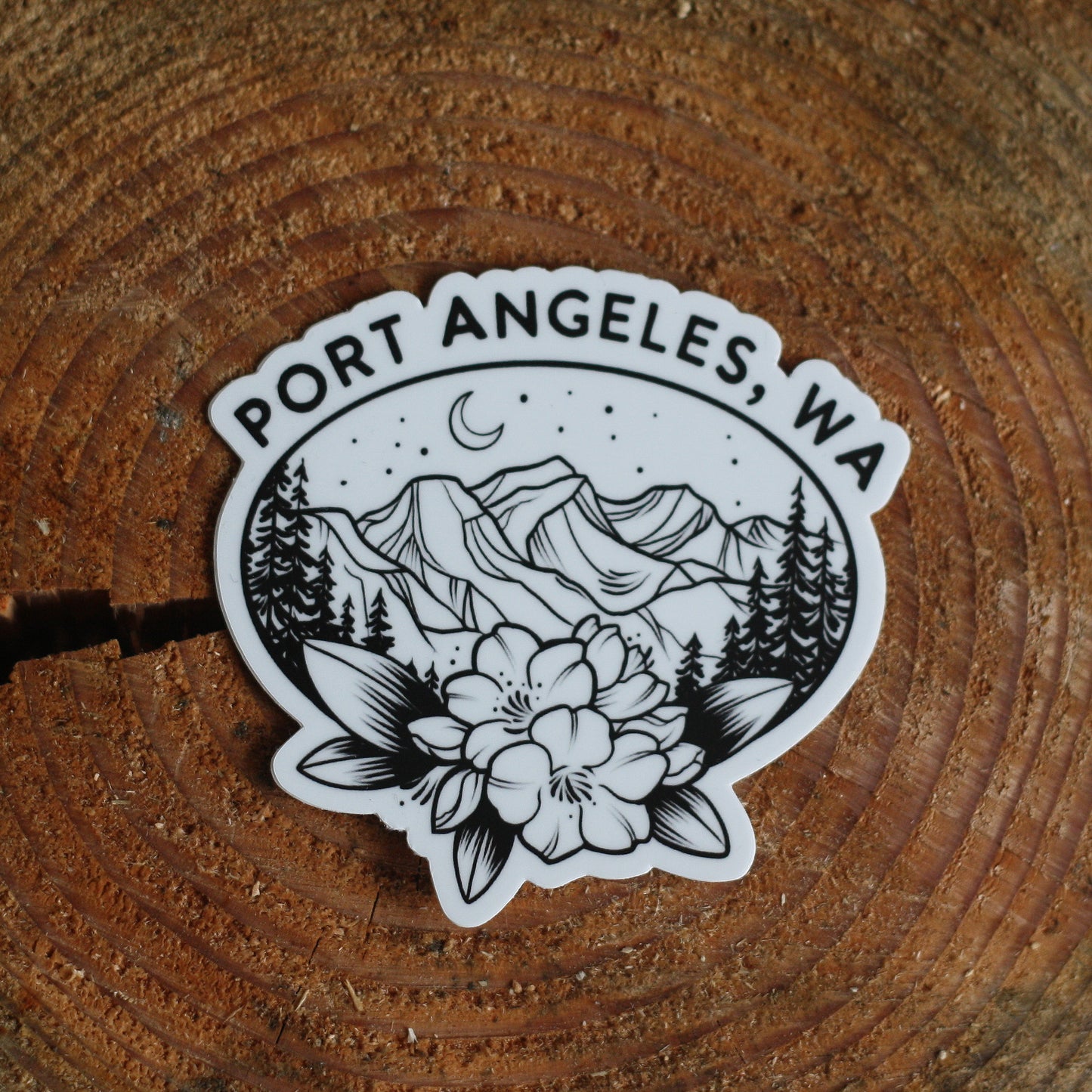 Port Angeles Moon & Mountains Sticker