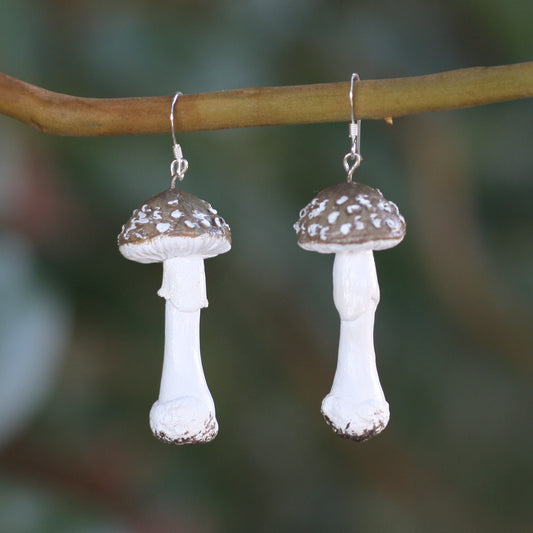 Amanita Pantherina Mushroom Earrings