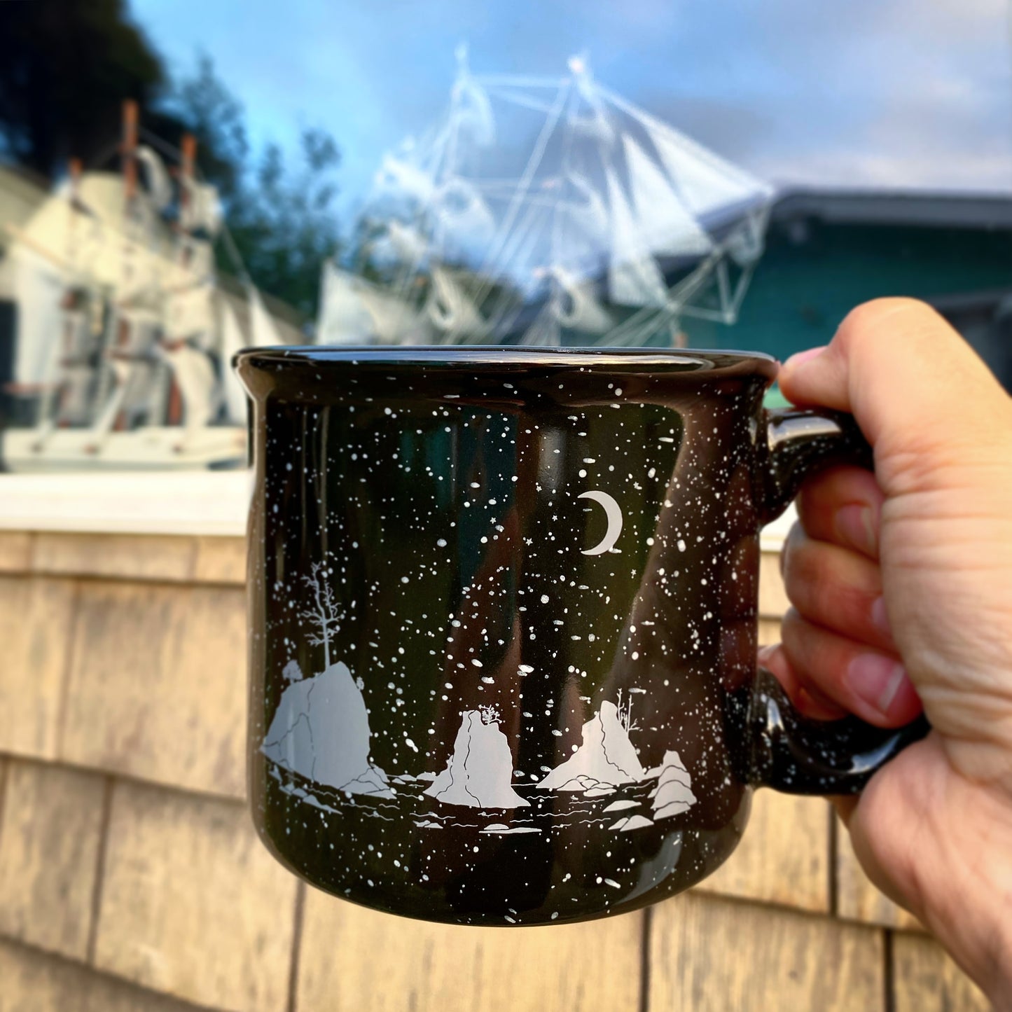 Moon Over Three Graces Mug