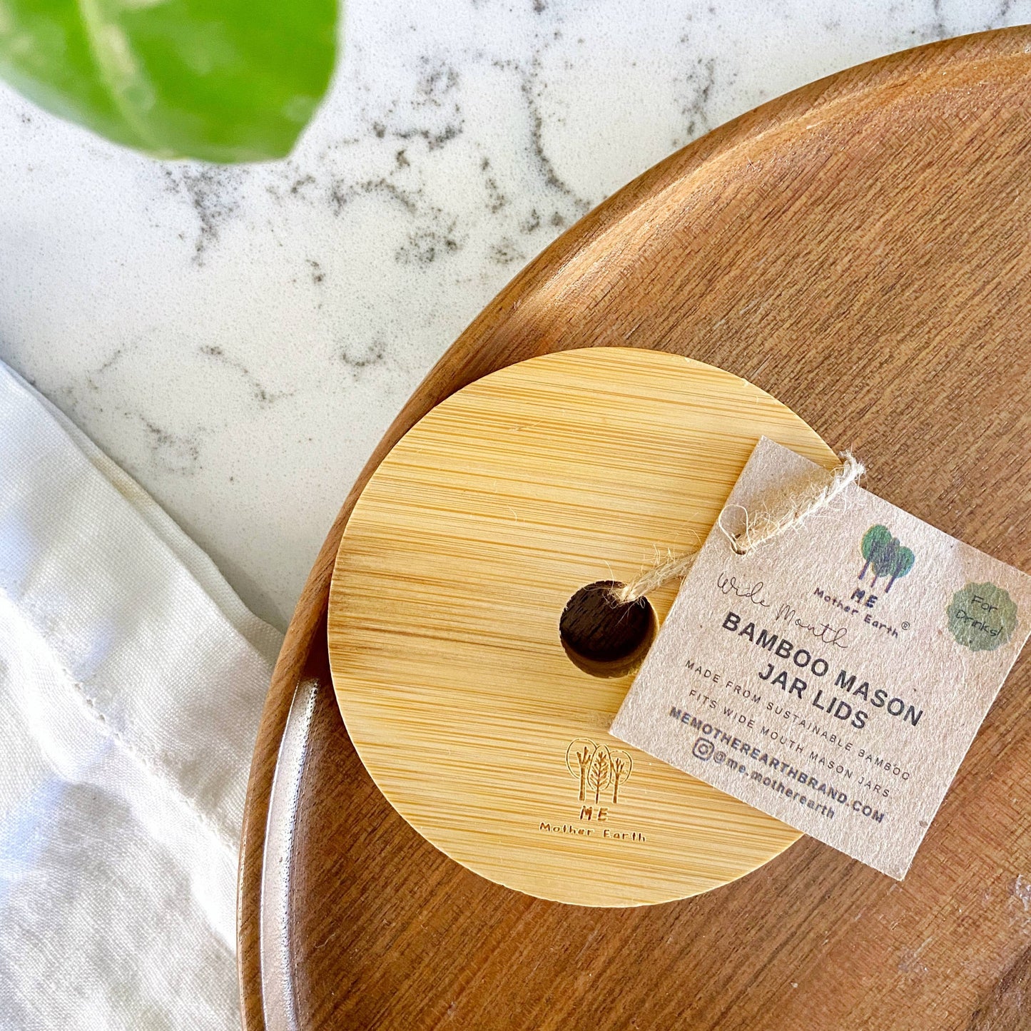 Wide Mouth Bamboo Mason Jar Lid