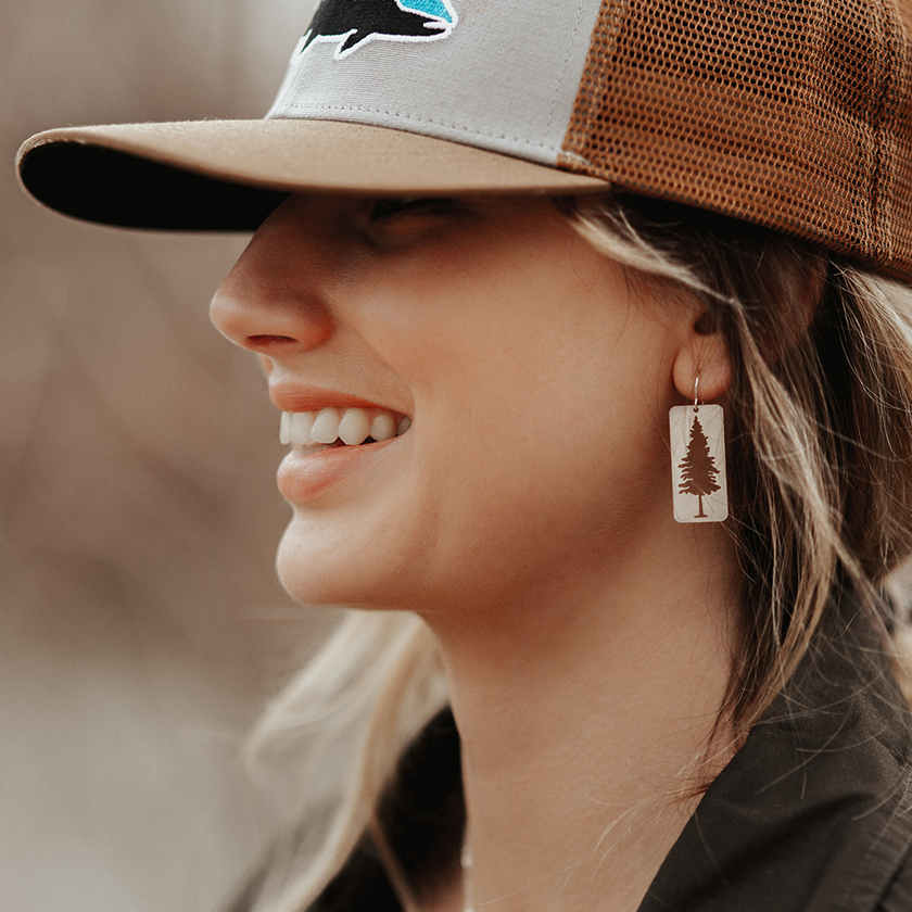 Pine Silhouette Earrings in Silver