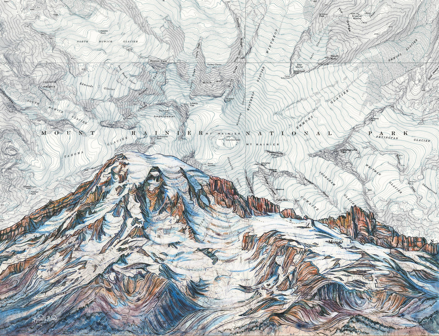 Mount Rainier Summit 8x10 Print in 11x14 Mat