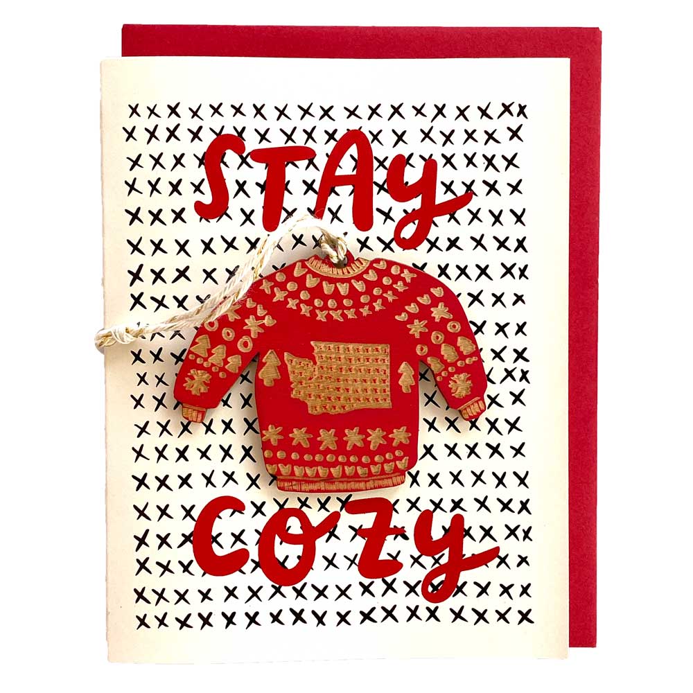 Washington Cozy Sweater Ornament w/ Card