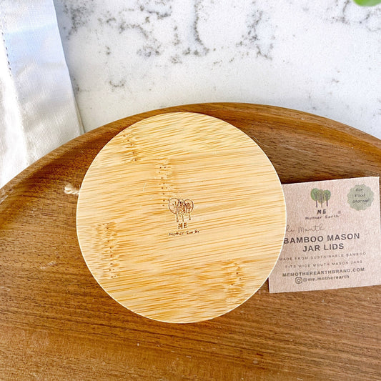 Wide Mouth Solid Bamboo Mason Jar Lid