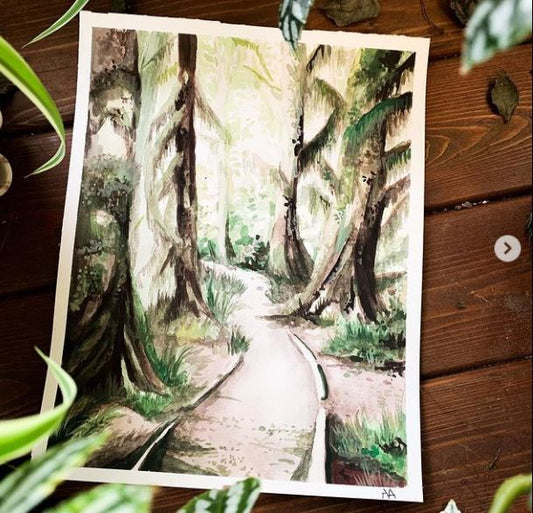 Hall of Mosses Watercolor Print